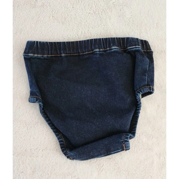 Hanna Andersson Girls Denim Overall Dress Size 18 -24 Month With Diaper Cover - Picture 6 of 6